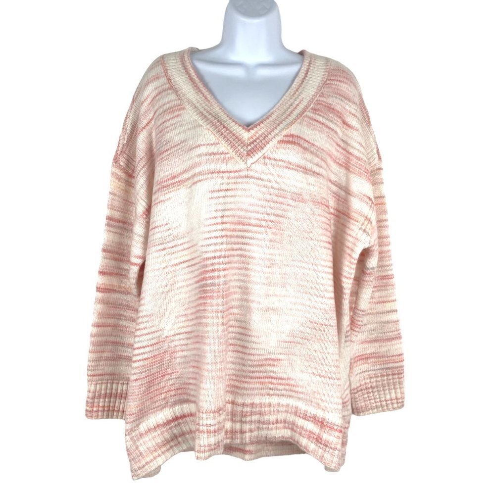 Talbots Sweater‎ V-Neck Acrylic Polyester Pink Multi Long Sleeve Women's 2X